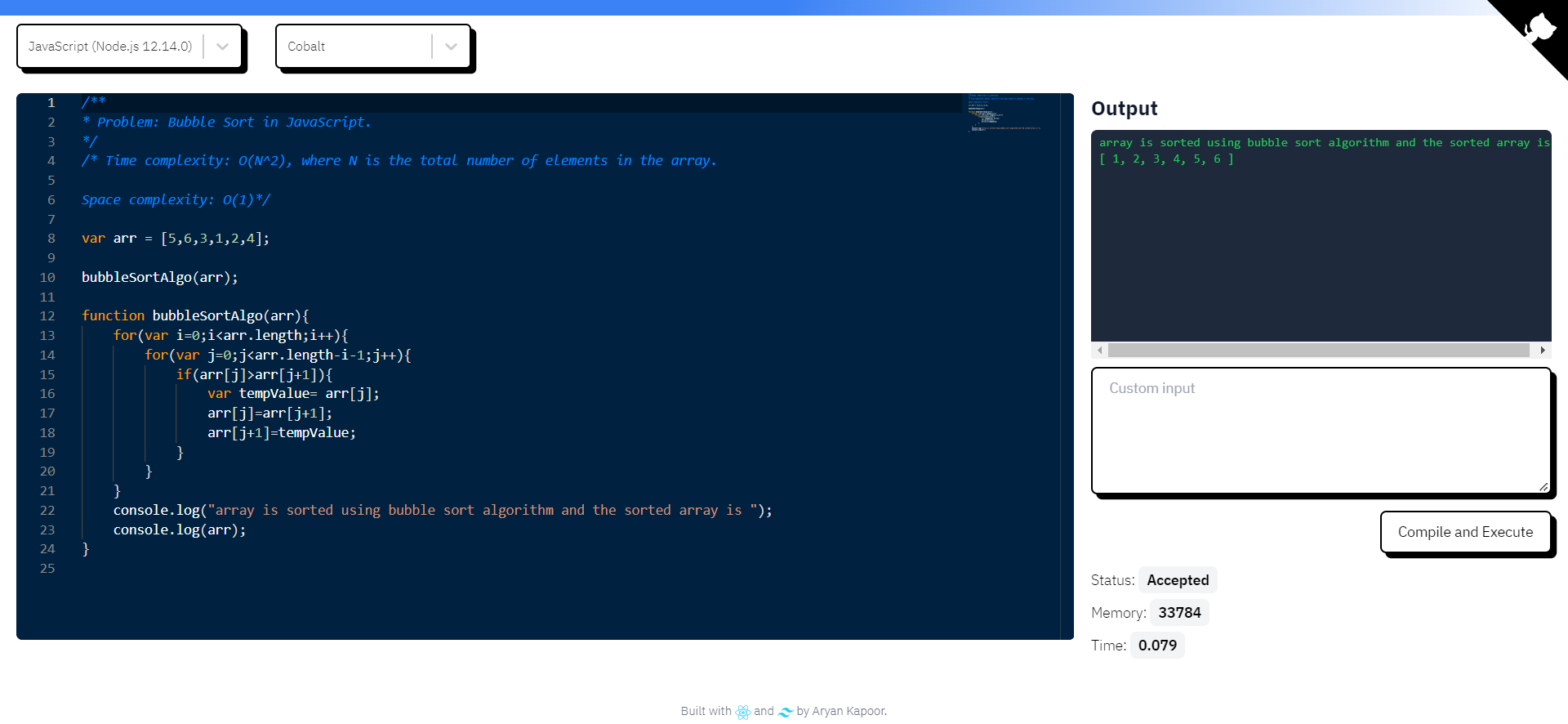 Code Editor (Built using React)